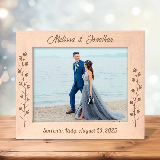 Slanke Bloemen Paar Trouwen Jubileum 10x8 Gegraveerde Lijstjes