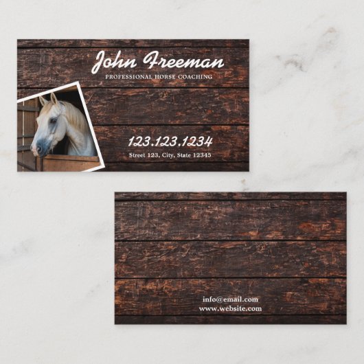 Slanke Bruin en Wit Paard Foto Script Equine Visitekaartje (Voorkant / Achterkant)