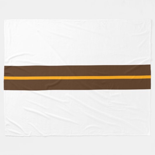 Slanke cacao bruin gele race strepen op wit fleece deken (Voorkant (Horizontaal))