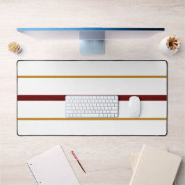 Slanke diep rood bruin racestrepen op wit bureaumat