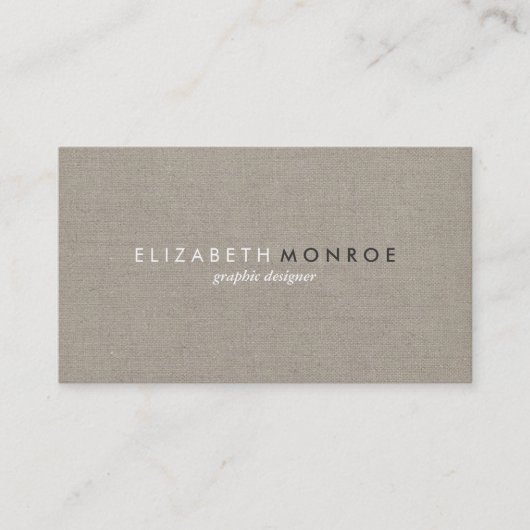 Slanke Eenvoudige Moderne Rustieke Burlap Visitekaartje (Voorkant)