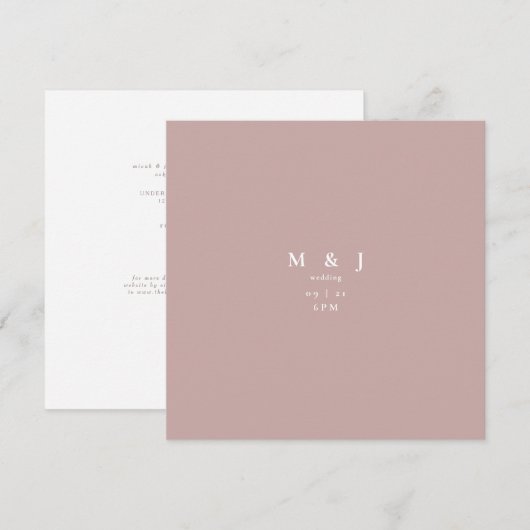 Slanke & eenvoudige moderne stoffige Rozen vierkan Kaart (Voorkant / Achterkant)