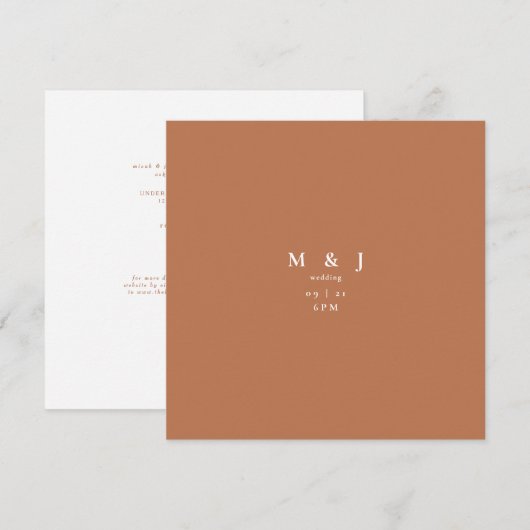 Slanke & eenvoudige moderne terracotta vierkante b kaart (Voorkant / Achterkant)