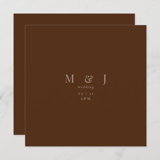 Slanke & Eenvoudige Moderne Warme Bruine Vierkante Kaart (Voorkant / Achterkant)