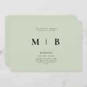 Slanke & Eenvoudige Monogram Wijze Ronde Huwelijk Kaart (Voorkant / Achterkant)