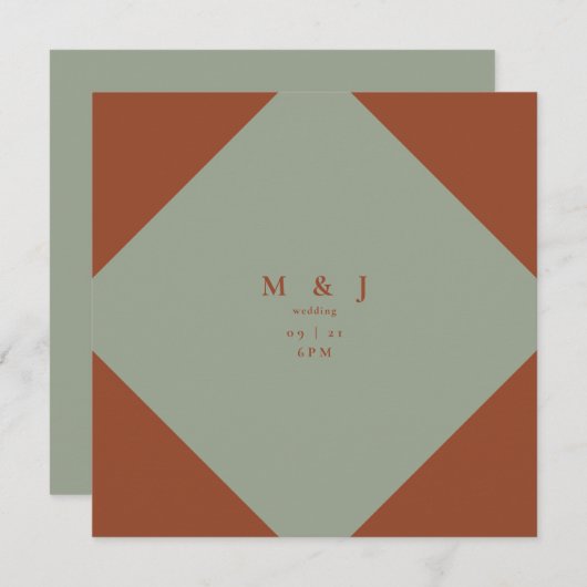 Slanke & eenvoudige wijze & Terracotta vierkante b Kaart (Voorkant / Achterkant)