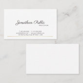 Slanke effen modern wit goud chique trending visitekaartje (Voorkant / Achterkant)