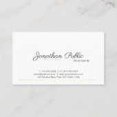 Slanke effen modern wit goud chique trending visitekaartje (Voorkant)