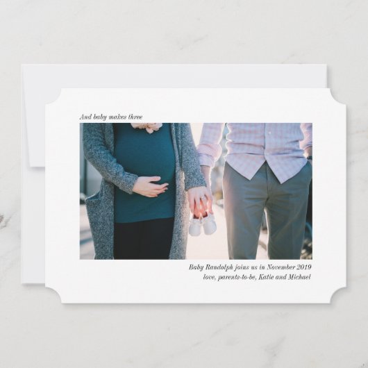 Slanke en eenvoudige fotozwangerschapsaankondiging kaart (Voorkant)