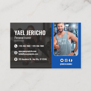 Slanke en moderne personal trainer met foto visitekaartje