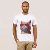 Slanke Feline 3D Zonnebril T-shirt (Voorkant volledig)