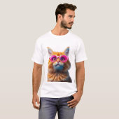 Slanke Feline 3D Zonnebril T-shirt (Voorkant volledig)