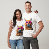 Slanke Feline 3D Zonnebril T-shirt (Unisex)