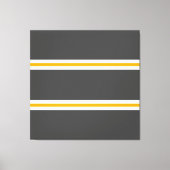 Slanke gele witte racestrepen op donkergrijs canvas afdruk (Voorkant)