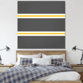 Slanke gele witte racestrepen op donkergrijs canvas afdruk (Insitu (Slaapkamer))