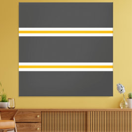 Slanke gele witte racestrepen op donkergrijs canvas afdruk