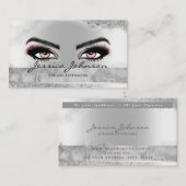Slanke glam zilveren metallic Wimpers extensions Visitekaartje (Voorkant / Achterkant)