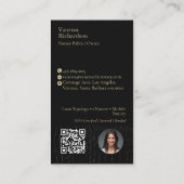 Slanke glanzende zwarte krokodil goud notaris icoo visitekaartje (Achterkant)