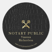 Slanke Glossy Black Crocodile Gold Icon Notaris Ronde Sticker (Voorkant)