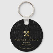 Slanke Glossy Black Crocodile Gold Icon Notaris Sleutelhanger (Voorkant)