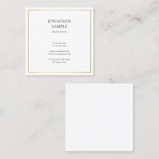 Slanke Gold Modern professioneel design elegant Vierkante Visitekaartje (Voorkant / Achterkant)