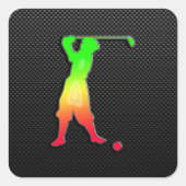 Slanke  Golfer Vierkante Sticker (Voorkant)