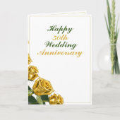 Slanke gouden Rozen 50ste bruiloft Jubileum Kaart (Voorkant)