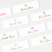 Slanke Hand Getrokken Kleurrijke Bow Wedding Place Kaart