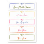 Slanke Hand Getrokken Kleurrijke Bow Wedding Place Kaart (Voorkant)