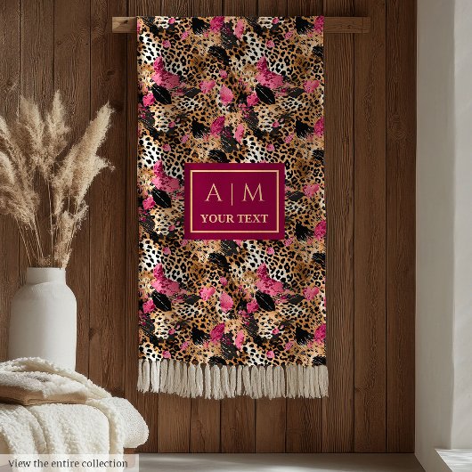 Slanke, hete roze waterverf luipaardhuiddeken fleece deken