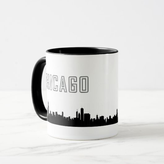 Slanke iconische Chicago Skyline-Mok Mok (Voorkant links)
