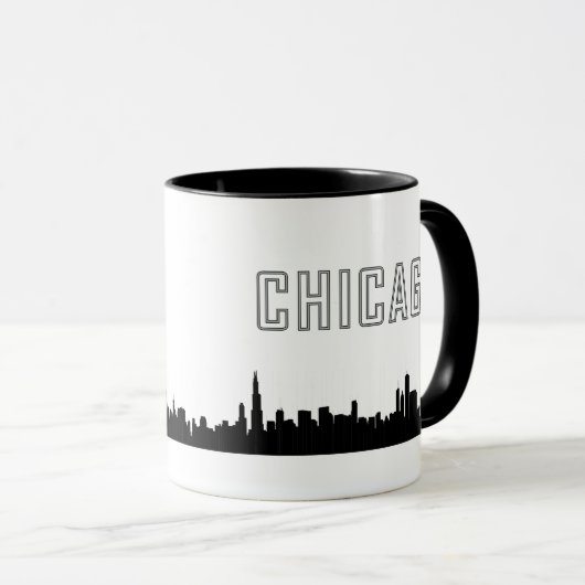 Slanke iconische Chicago Skyline-Mok Mok (Voorkant rechts)