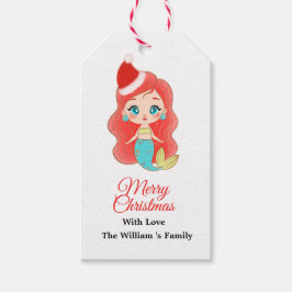 Slanke kerstschattige Glitter Mermaid Gift Label Cadeaulabel