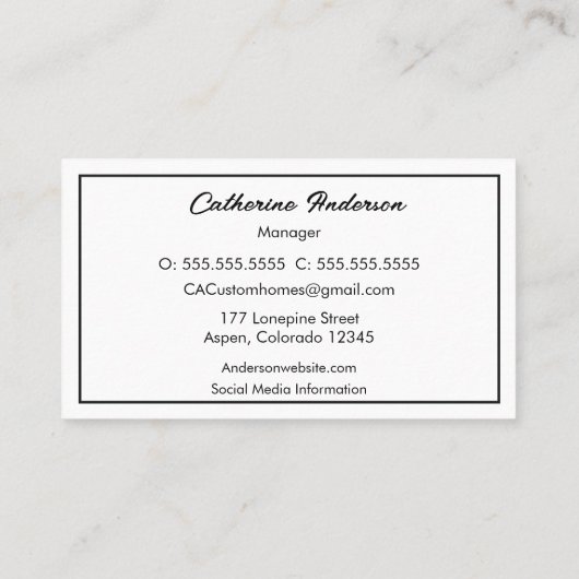 Slanke Keuken Aangepaste Huizen Bouw Remodel Visitekaartje (Achterkant)