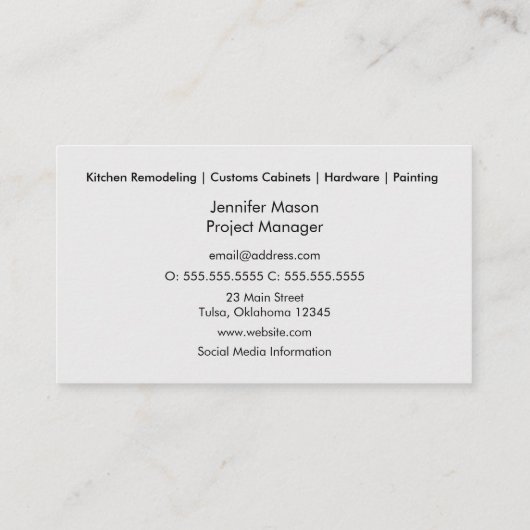 Slanke keuken & constructie Visitekaartje (Achterkant)