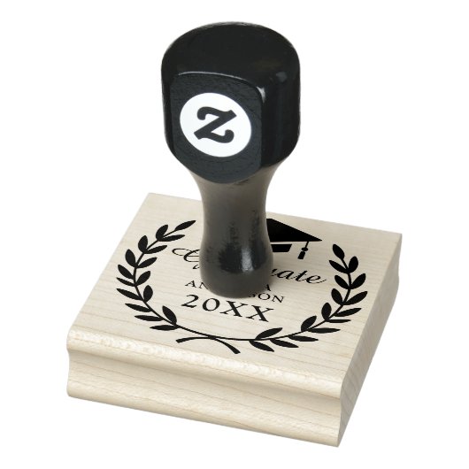 Slanke Laurel Wreath Afstuderen Naam & Klasse Embl Rubberstempel (Stempel)