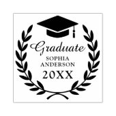 Slanke Laurel Wreath Afstuderen Naam & Klasse Embl Rubberstempel (Afrduk)