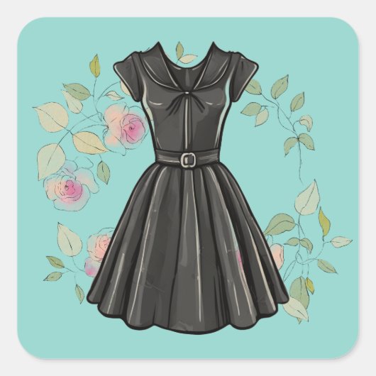 Slanke LBD Sticker Klein Zwart Jurk Decal (Voorkant)