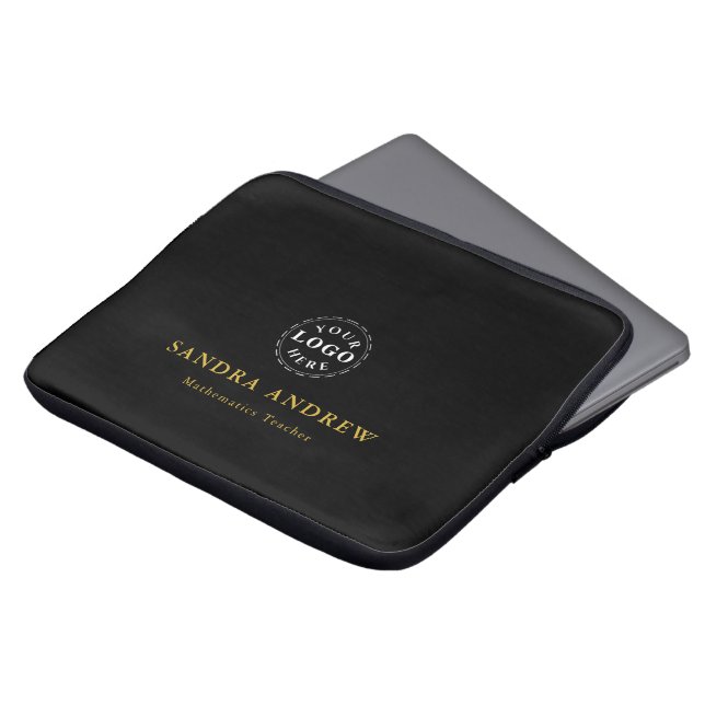 Slanke Logo-laptophoes met naam en titel Laptop Sleeve (Voorkant top)
