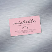 Slanke makelaar in onroerend goed (roze) magnetisch visitekaartje (Voorbeeld)