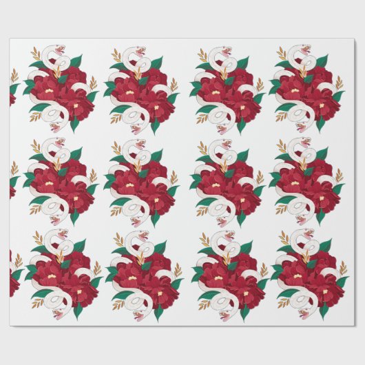 Slanke met bloemen cadeaupapier (Vlak)