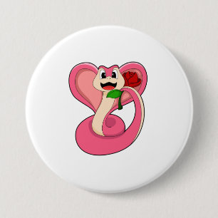 Slanke met Roos Ronde Button 7,6 Cm