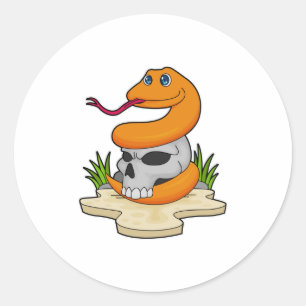 Slanke met schedel ronde sticker