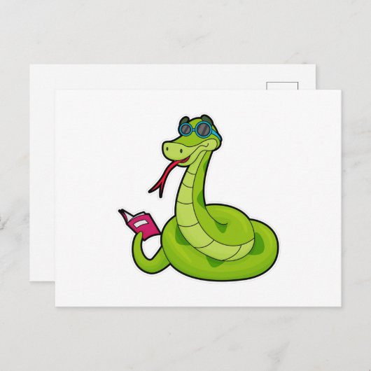 Slanke met zonnebril en boek briefkaart (Voorkant / Achterkant)