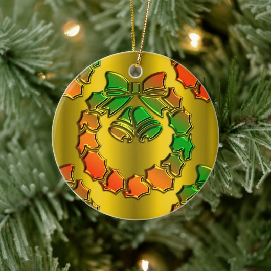 Slanke metalen gouden kerstkreet keramisch ornament (Boom)