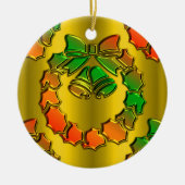 Slanke metalen gouden kerstkreet keramisch ornament (Voorkant)