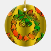 Slanke metalen gouden kerstkreet keramisch ornament (Achterkant)
