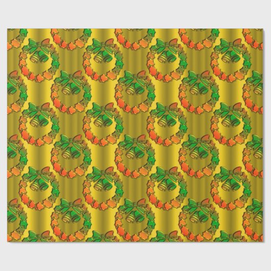 Slanke metallische groene en rode kerstfeestdagen cadeaupapier (Vlak)