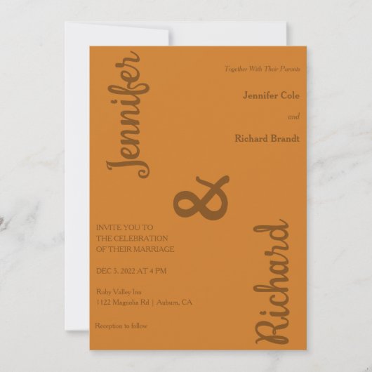 Slanke minimalistische bruiloft uitnodiging (Voorkant)