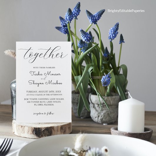 Slanke minimalistische bruiloft uitnodiging Sjablo